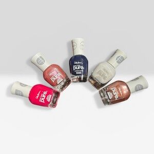 Sally Hansen Pure Nail Polish Set - Pink, Coral, Blueberry, White, Bronze